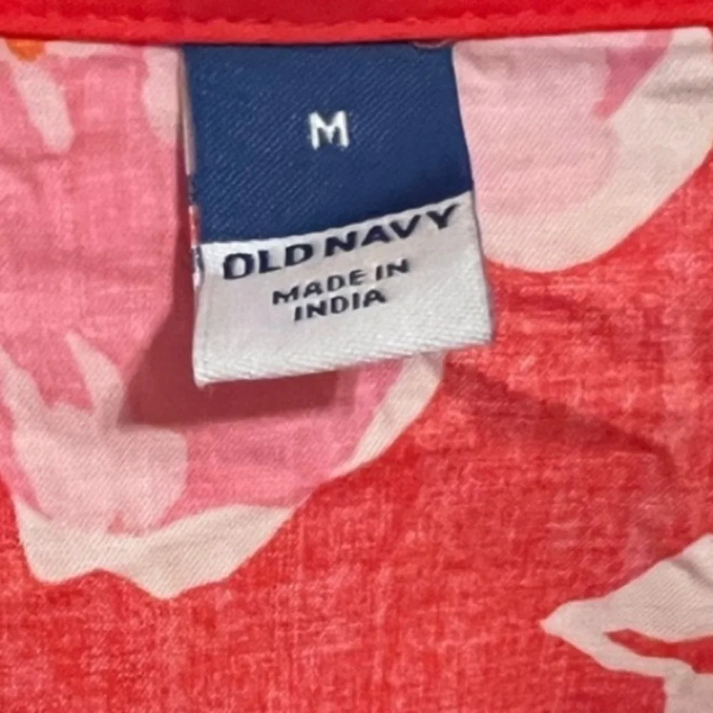 Old Navy Dress Women’s Medium Cutout Midi Shirt Dress Button Up Pink Red Floral. - Picture 4 of 7